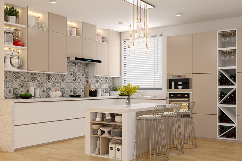Phòng bếp được thiết kế ấn tượng theo phong cách nội thất hiện đại