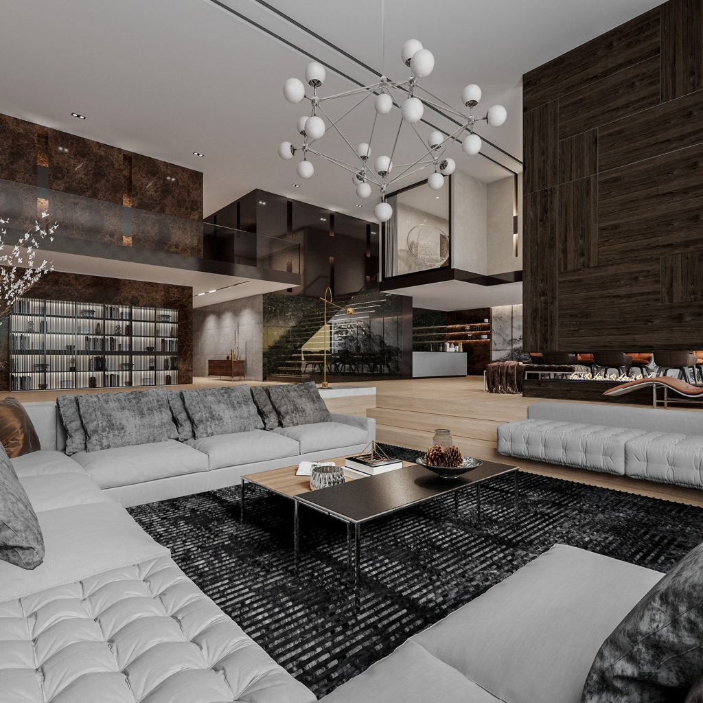 Phòng khách với thiết kế nội thất luxury nhẹ nhàng tinh tế, không bày biện quá nhiều nhưng vẫn thể hiện được nét độc đáo, riêng tư