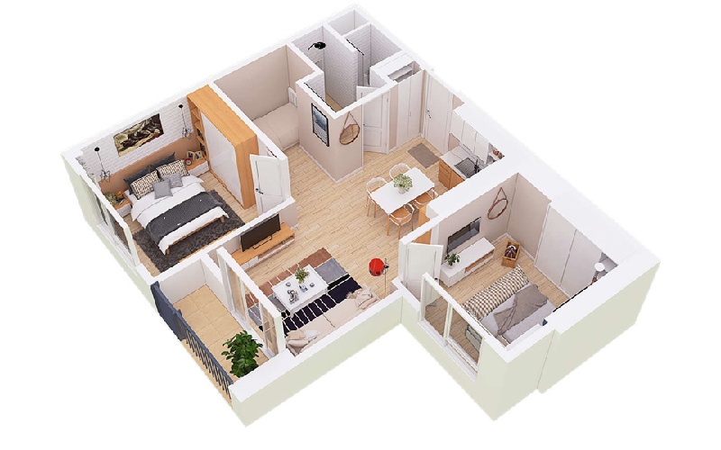 thiết kế nội thất chung cư 55m2